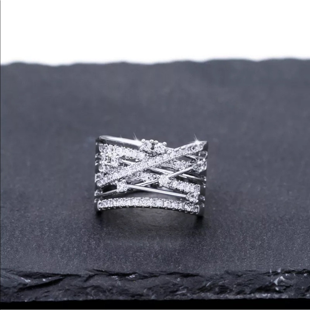 New Infinity 925 Silver White Sapphire Ring π - Picture 7 of 8